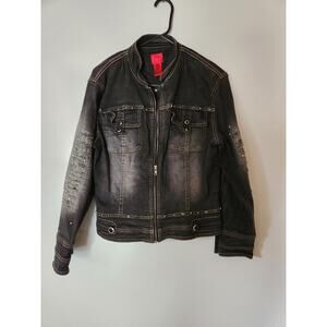 V Cristina Embellished  Stretch Denim Jean Jacket Women's Size L
